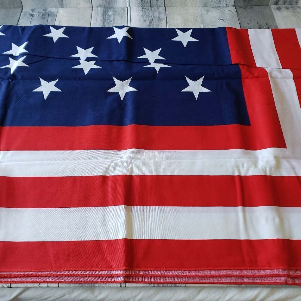 Bardwil Linens Red White Blue Oblong Tablecloth 60 x 84 American Flag Cotton